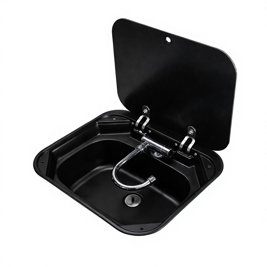 Faucet - 越境限定RVシンク折りたたみ式フリップアップ蛇口304ステンレス製角型デッキマウントキッチン野菜洗い流し台