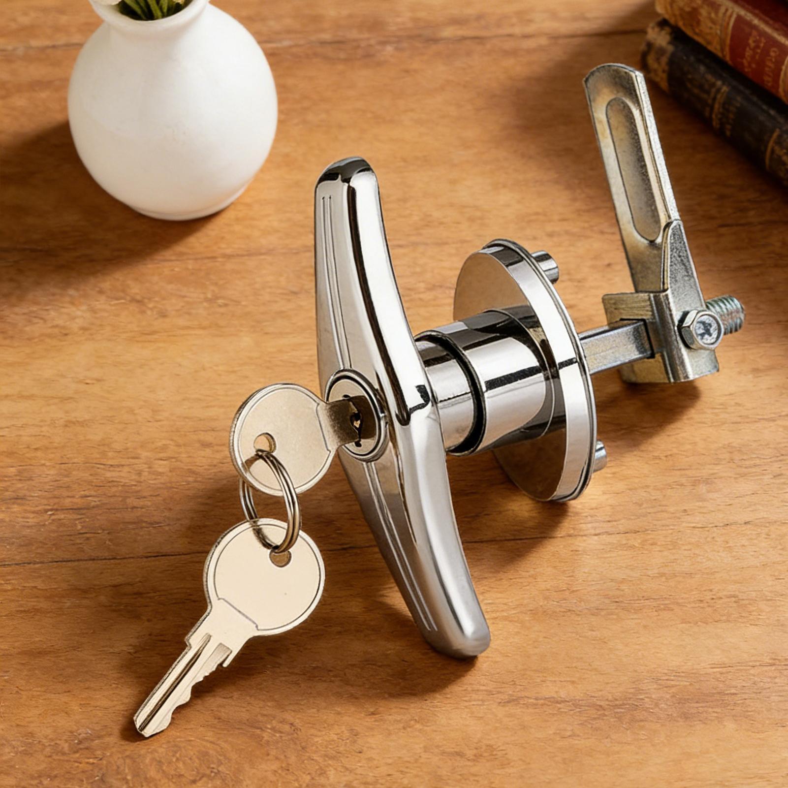 Door Handle - キャンピングカードアラッチ高セキュリティ亜鉛合金キー付きRVドアハンドルデッドボルトロックモーターホーム旅行エントリーカーゴインテリア用