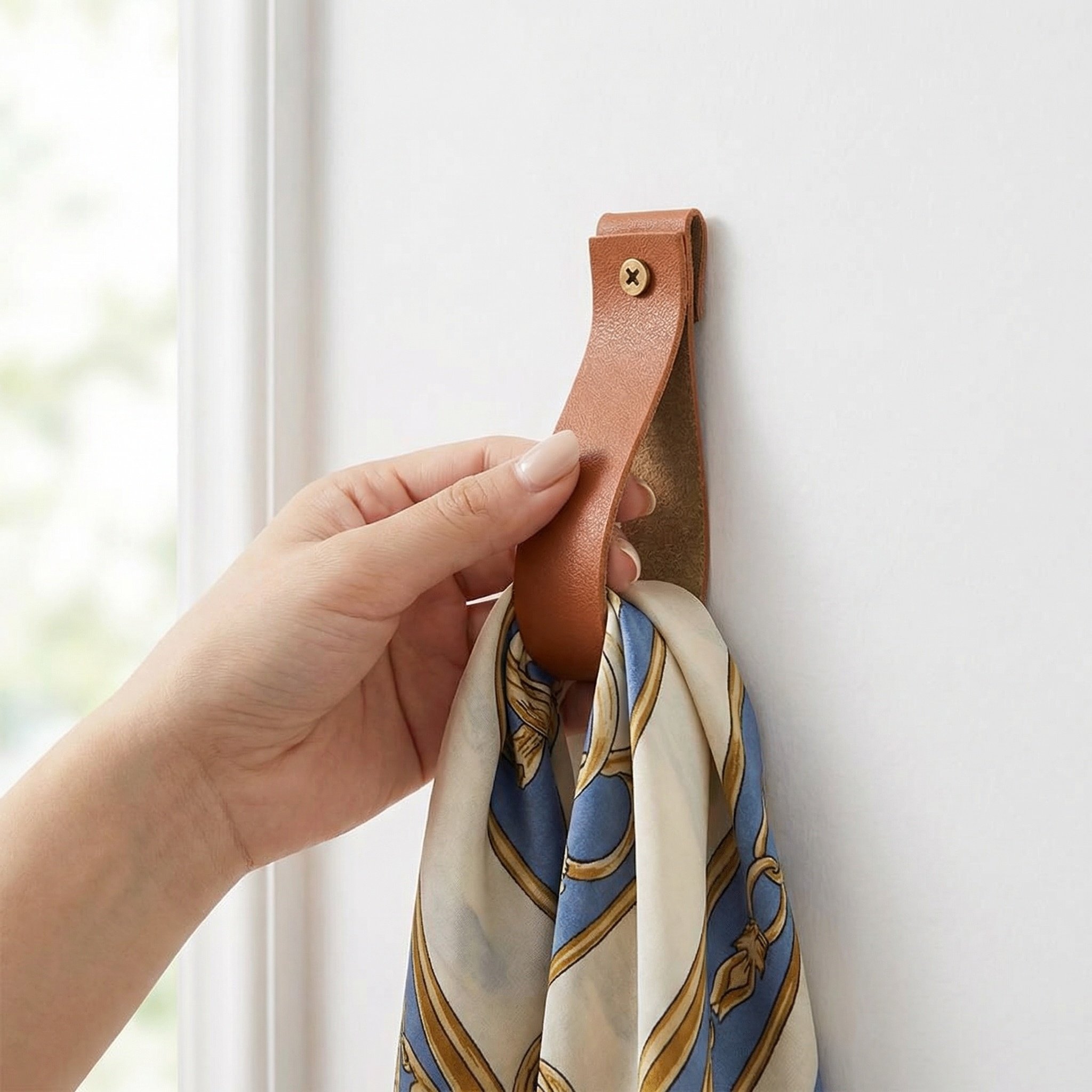 Curtain Rods - 6個入り PU製壁掛けフック、4.7インチ、ミニマルデザイン、浴室、キッチン、寝室、タオル掛け、カーテンレールの固定用。