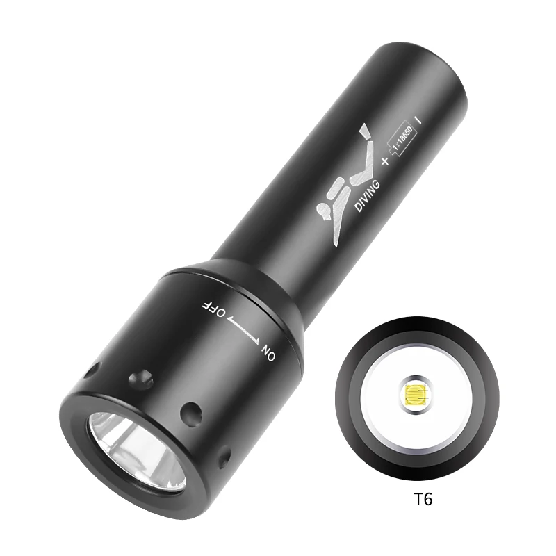 Light Switch - 新しい T6 LED ダイビングトーチ長距離水中作業写真照明アルミ回転スイッチダイビングランプ