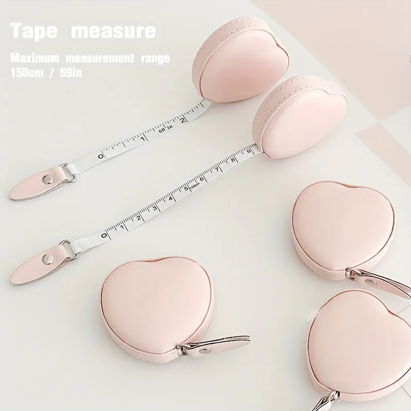 Tape Measure - 多機能PUレザー製ピンクのラブスモールテープメジャー1個 - 家庭用ウエストとバスト測定布製定規、長さ1.5メートル