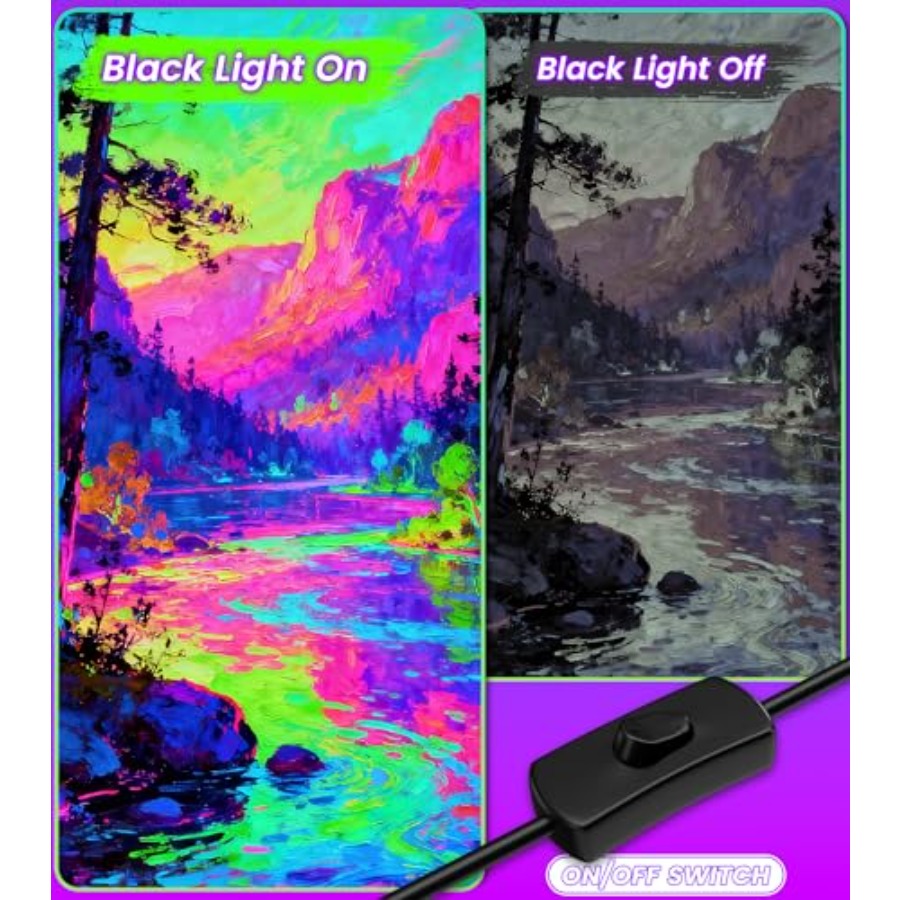 4WパックLEDブラックライトバー、フットケーブル+スイッチ - Light Switch のレビューと価格