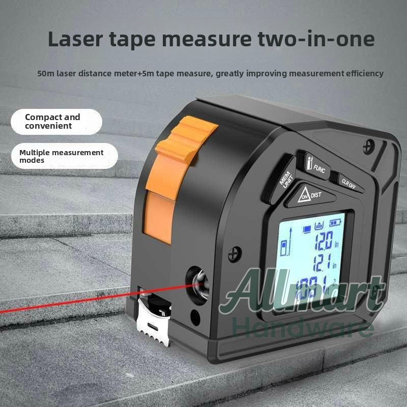 50mレーザー距離計、5m測定テープ付き、赤外線高精度ツール - Tape Measure のレビューと価格