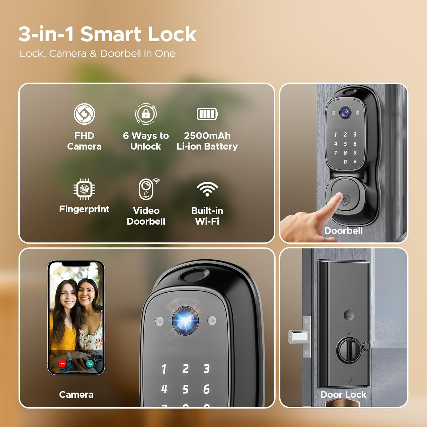 Tuya Wifiスマートドアロック ‎ カメラ＆ドアベル多 - Door Lock のレビューと価格