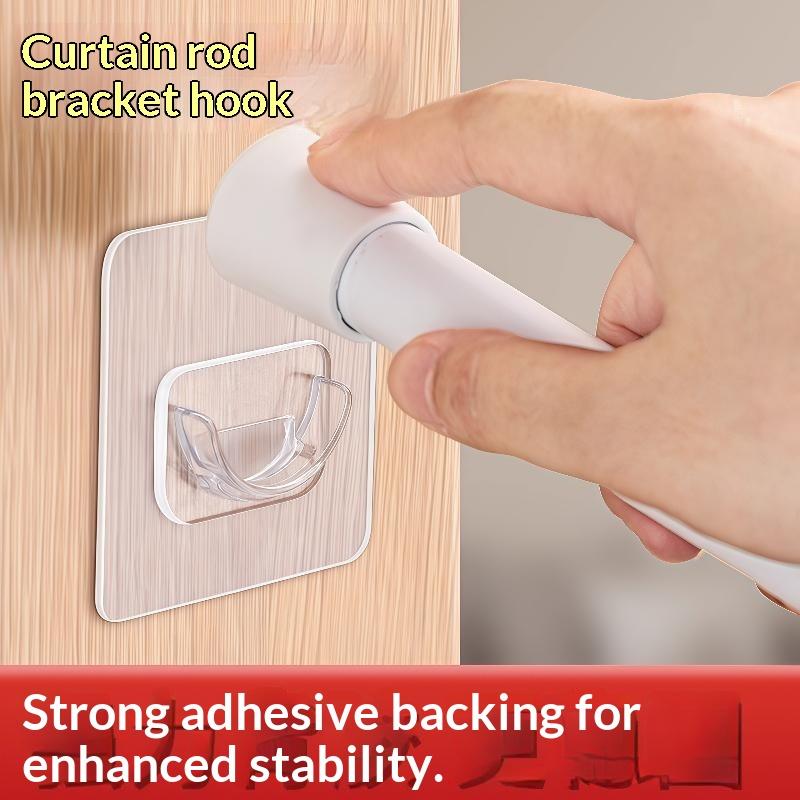 ドリル不要の透明な自己粘着式カーテンロッドブラケット、高耐荷 - Curtain Rods のレビューと価格
