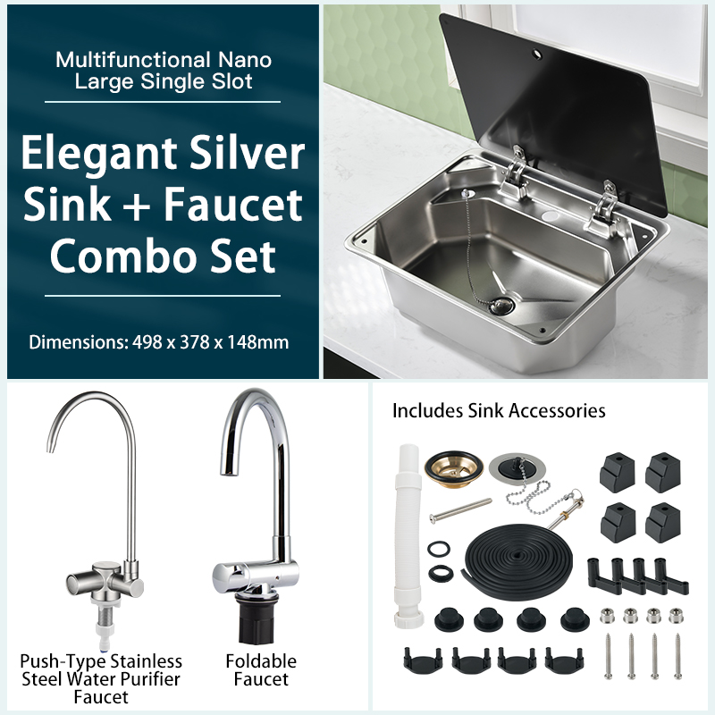 RVキャンピングカー用ステンレス製キッチンシンク（蓋付き）省 - Faucet のレビューと価格