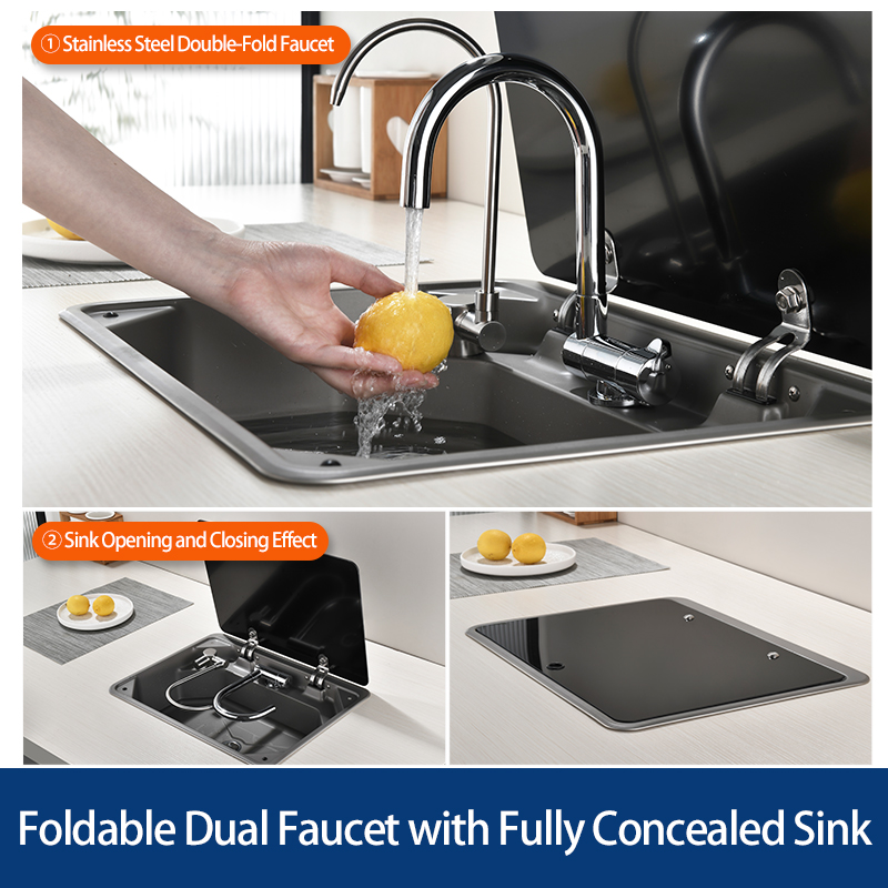 RVキャンピングカー用ステンレス製キッチンシンク（蓋付き）省 - Faucet のレビューと価格