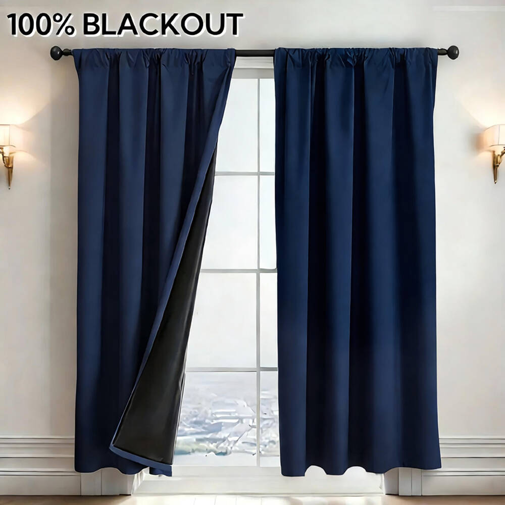 1枚入り 100%遮光カーテン 黒裏地付き 多色 断熱 ロッ - Curtain Rods のレビューと価格