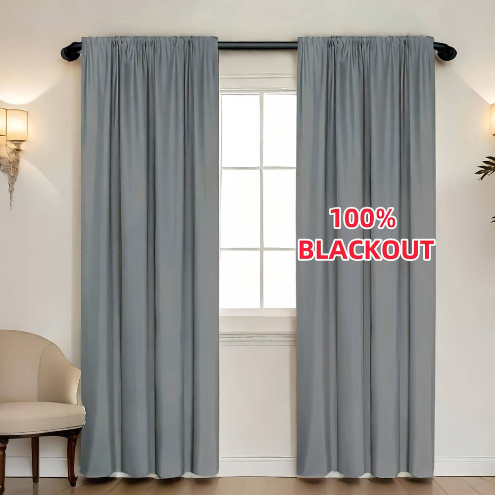 1枚入り 100%遮光カーテン 黒裏地付き 多色 断熱 ロッ - Curtain Rods のレビューと価格
