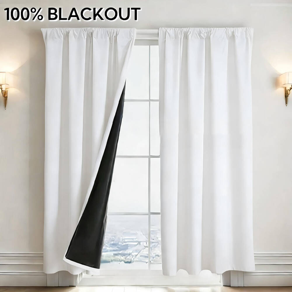 1枚入り 100%遮光カーテン 黒裏地付き 多色 断熱 ロッ - Curtain Rods のレビューと価格