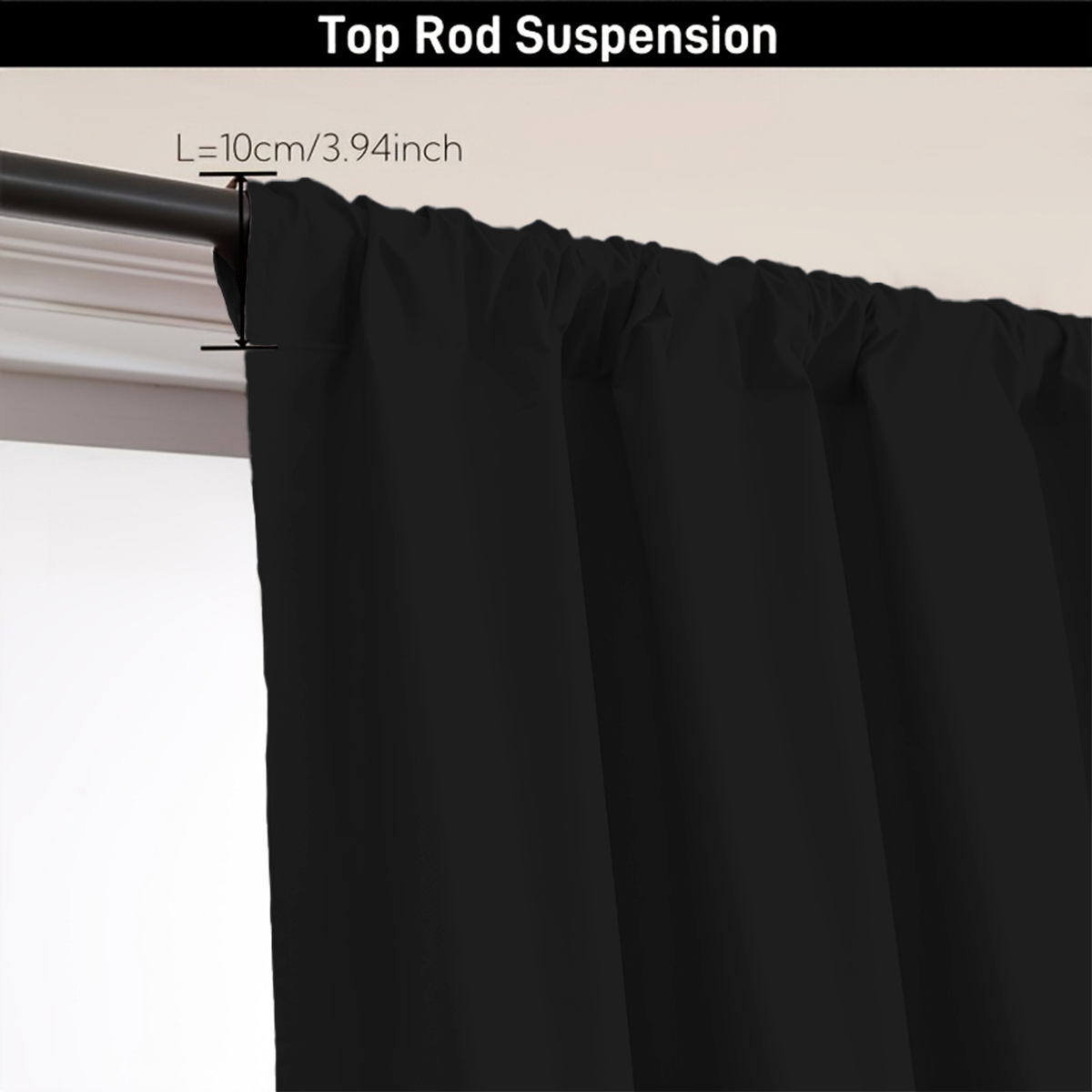 シンプルな無地の100％遮光カーテン1枚、ロッドポケットカー - Curtain Rods のレビューと価格