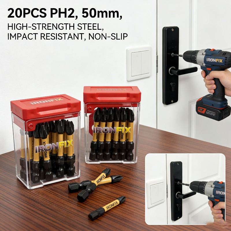 耐久性に優れたPH2ドライバービット20個入り。高硬度S2鋼 - Drill Bits のレビューと価格