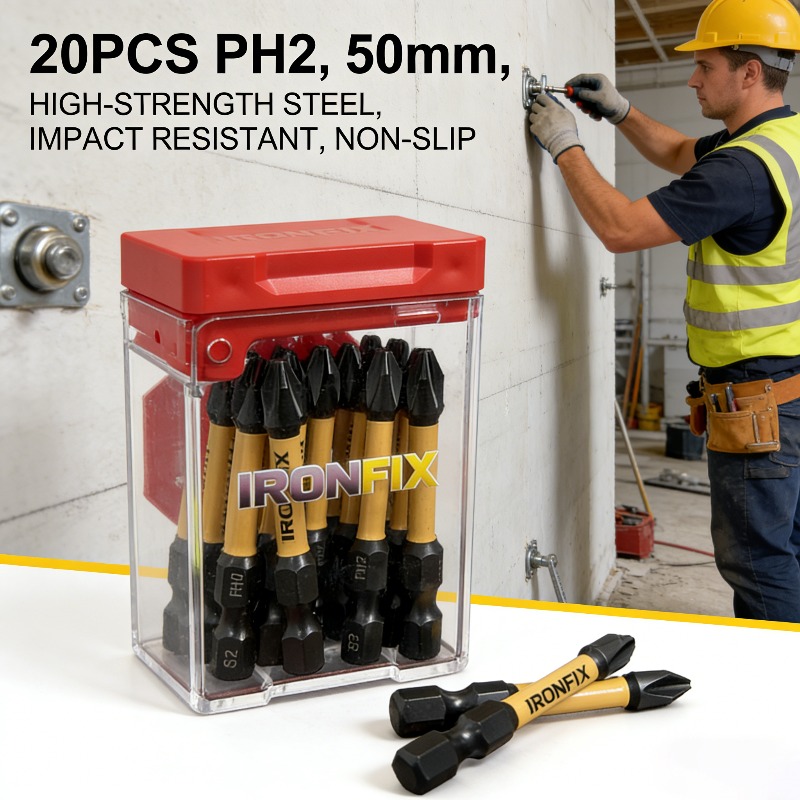耐久性に優れたPH2ドライバービット20個入り。高硬度S2鋼 - Drill Bits のレビューと価格