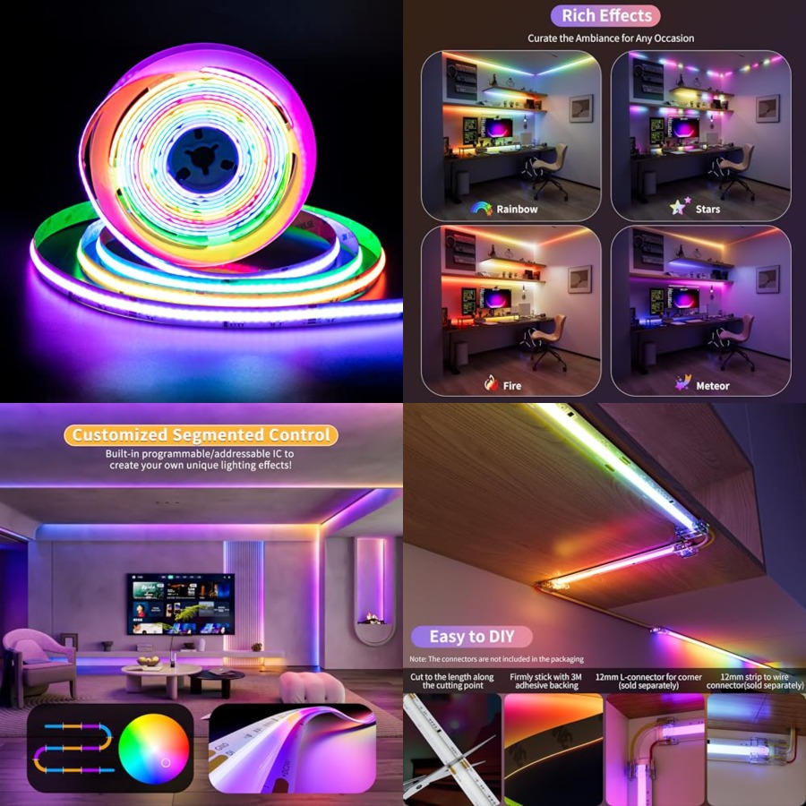 RGBスマートIC COB LEDストリップライト アドレス - Led Strip Lights のレビューと価格