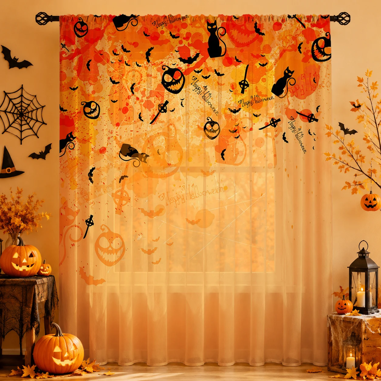 ハロウィン用シアー カーテンロッドポケット 1個 ハロウィン - Curtain Rods のレビューと価格