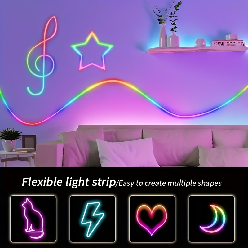 RGBICフレキシブルネオンストリップライト、音楽同期ダイナ - Led Strip Lights のレビューと価格