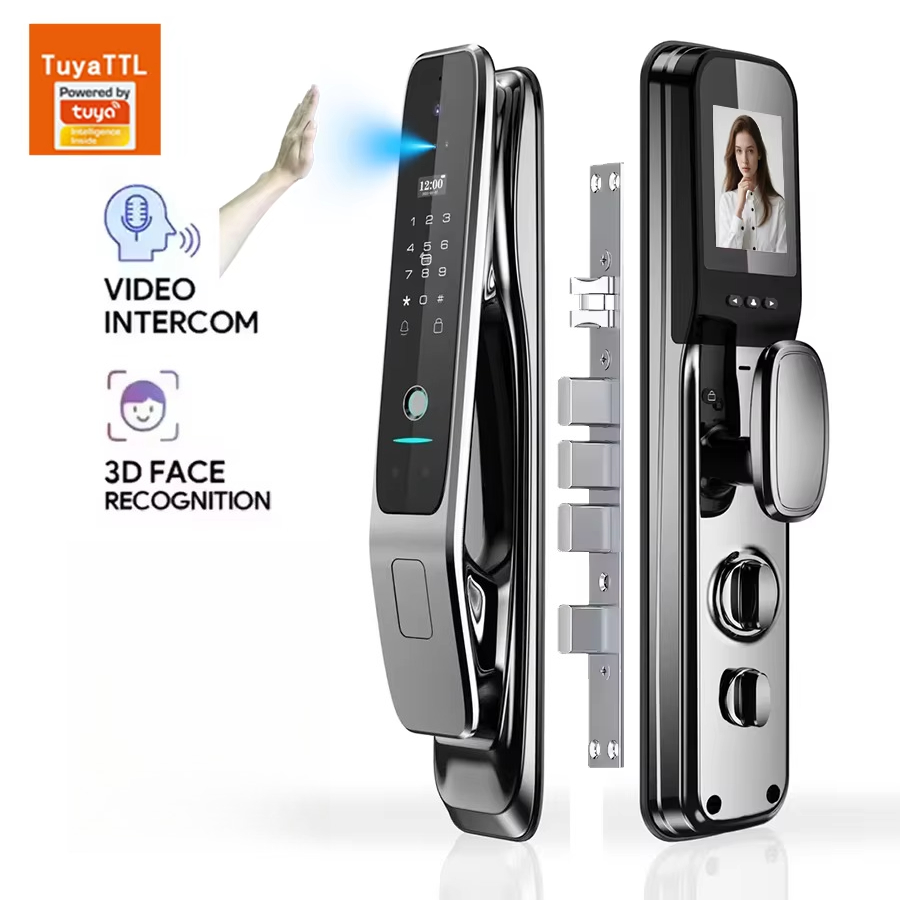 Tuya全自動スマートドアロック、3D顔認証と指紋認証による - Door Lock のレビューと価格