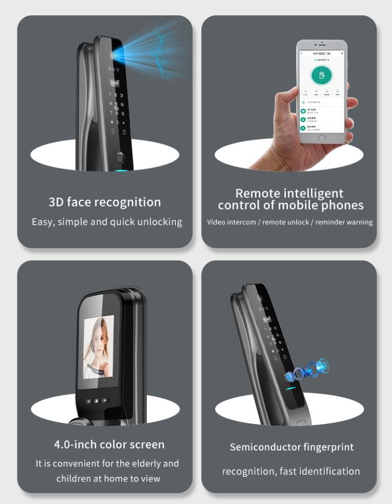 Tuya全自動スマートドアロック、3D顔認証と指紋認証による - Door Lock のレビューと価格
