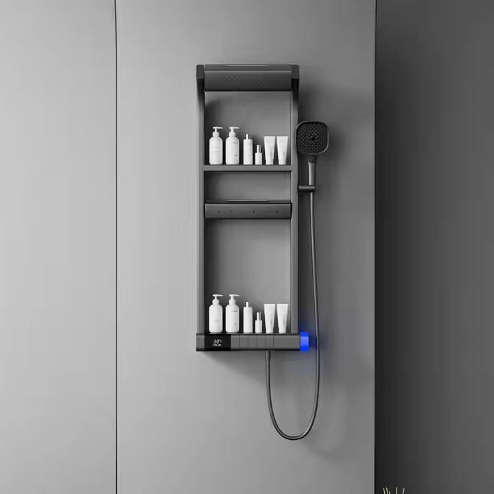 銅製レインフォールシャワーヘッドセットデジタルディスプレイ発 - Faucet のレビューと価格