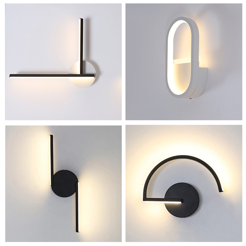 モダンな北欧LEDウォールランプ、ミニマリストブラック幾何学 - Light Switch のレビューと価格