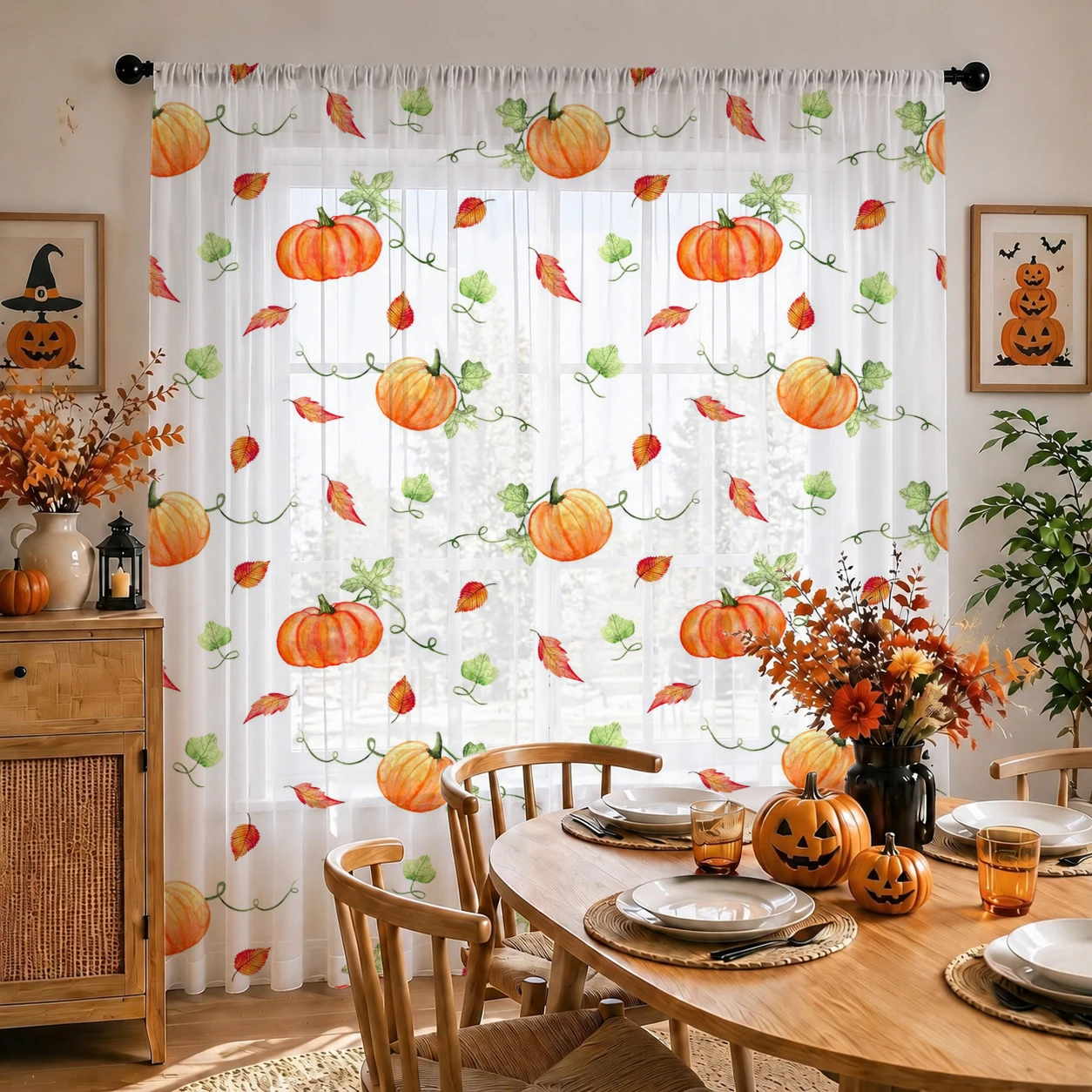 1枚 ロッドポケット付き ホームデコレーション ハロウィン  - Curtain Rods のレビューと価格