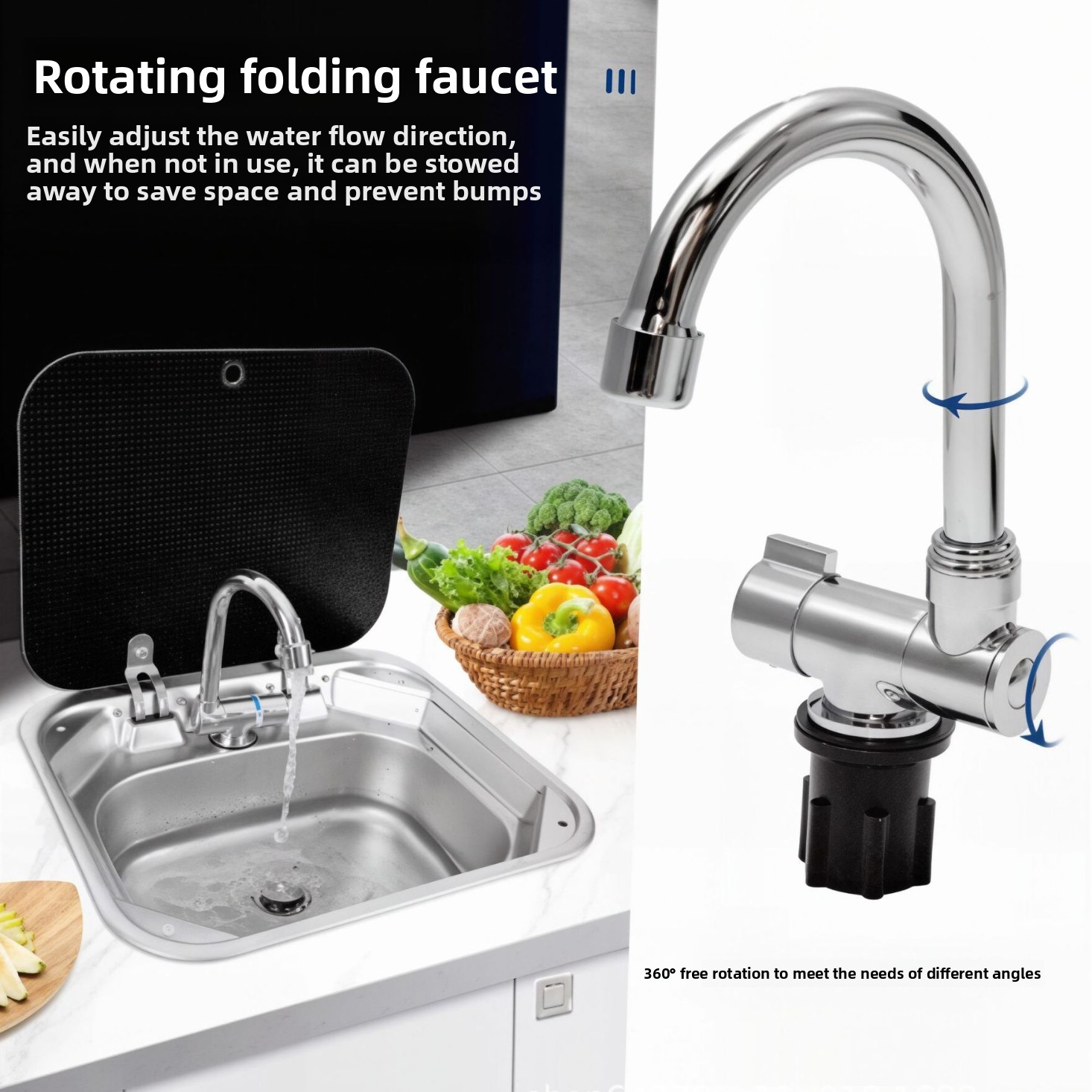 越境限定RVシンク折りたたみ式フリップアップ蛇口304ステン - Faucet のレビューと価格