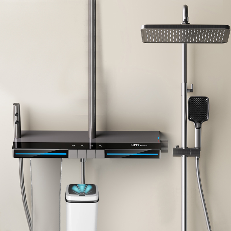 バスルーム多機能デジタルディスプレイシャワーシステム真鍮ピア - Faucet のレビューと価格