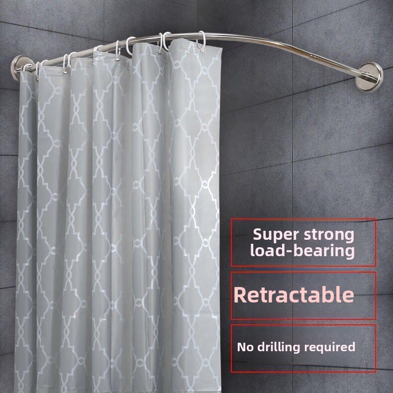 弧状の浴室シャワーロッド、穴あけ不要、L字型ハーフUカーテン - Curtain Rods のレビューと価格