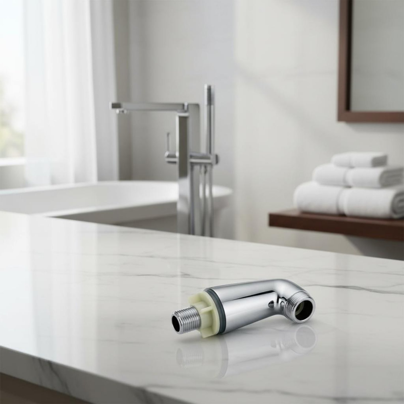 2ピース浴槽蛇口取り付け脚 シルバートーン仕上げ 浴室用配管 - Faucet のレビューと価格