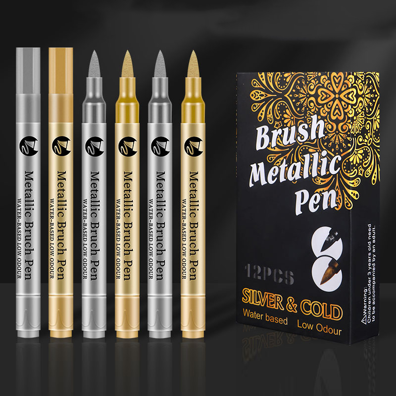 2-12 個 DIY 防水ペイントマーカーペンゴールドとシル - Paint Brush のレビューと価格