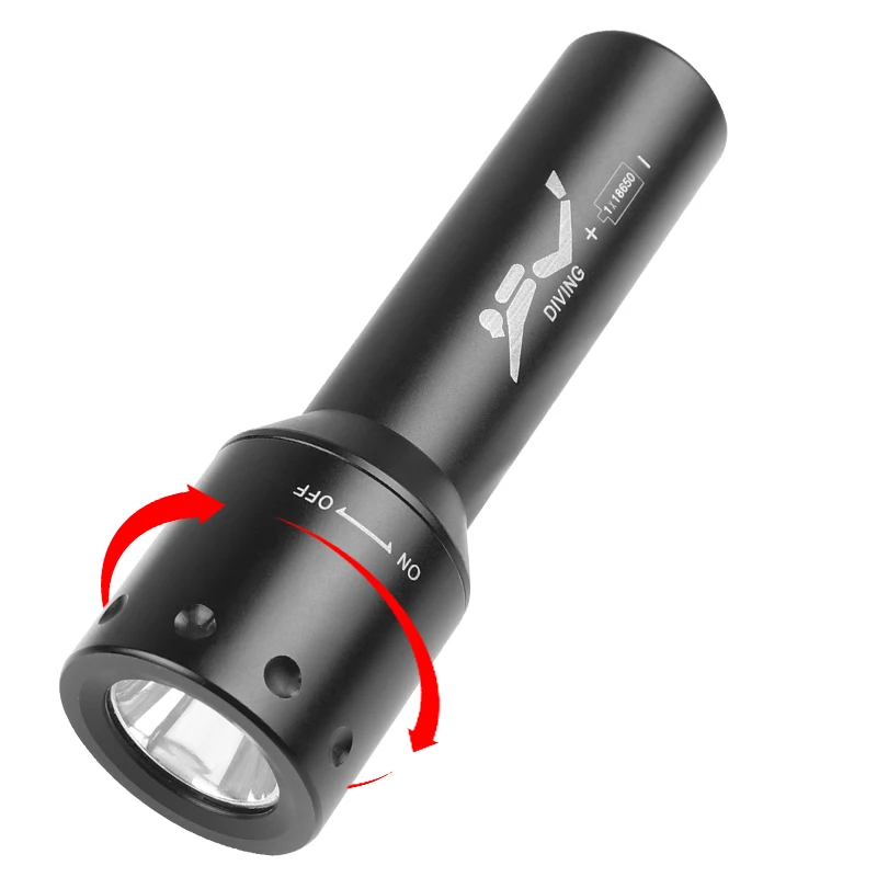 新しい T6 LED ダイビングトーチ長距離水中作業写真照明 - Light Switch のレビューと価格