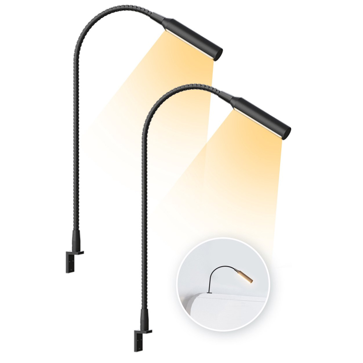 調光機能付きLED読書灯2個。タッチ式のLED照明、ベッドサ - Light Switch のレビューと価格
