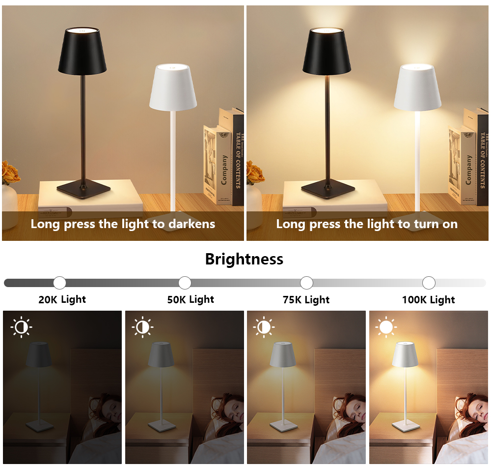 LED充電式デスクライトワイヤレステーブルランプ無段階調光タ - Light Switch のレビューと価格