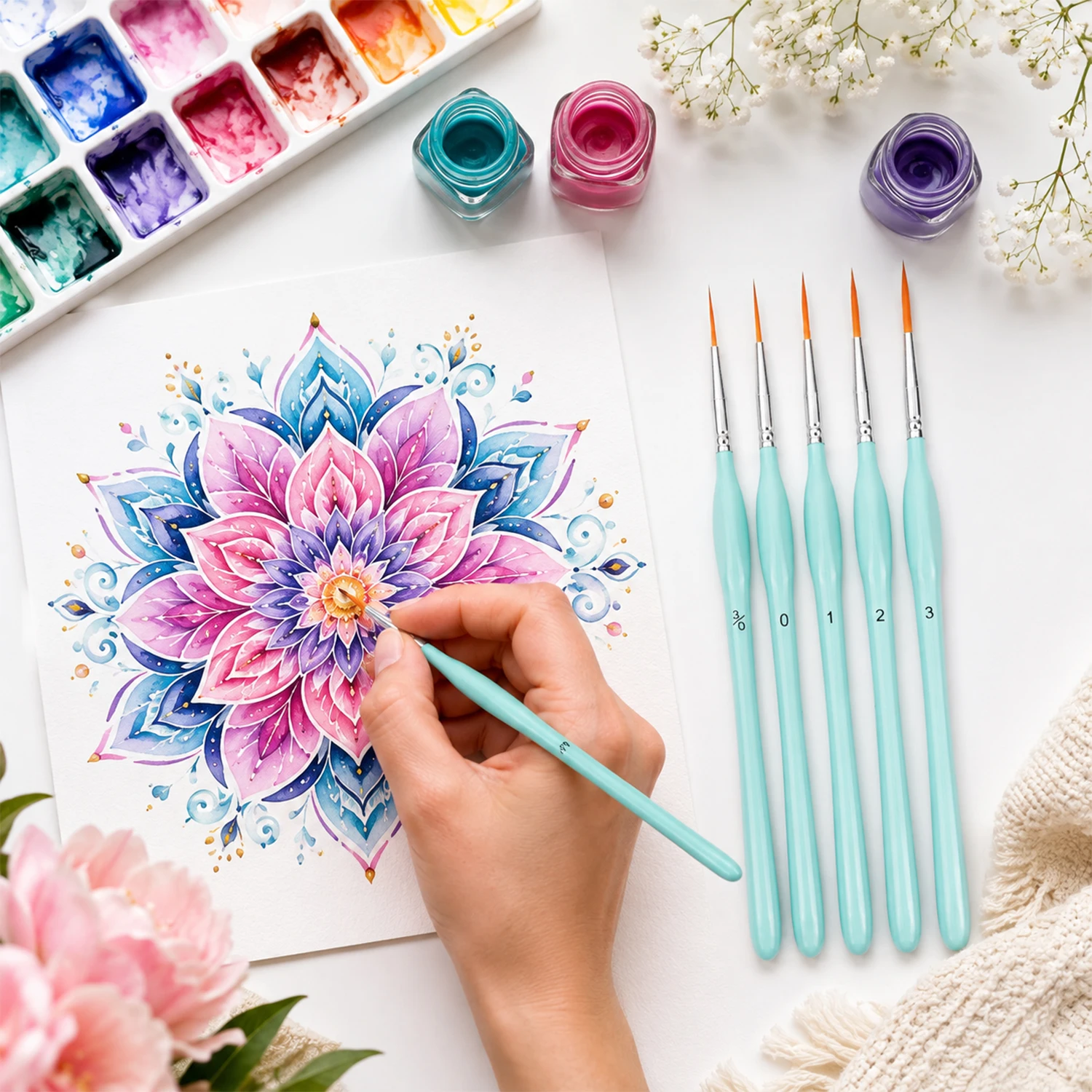 6本セットのリガーペイントブラシセット、細い先端のディテール - Paint Brush のレビューと価格